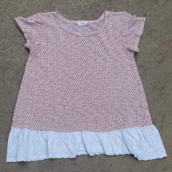 ODDY eyelet trim short sleeve sweater pink medium - Picture 1 of 3